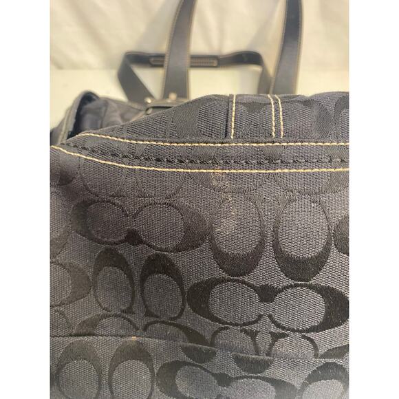 Vintage Coach Signature Carryall Shoulder Tote Bag Black Canvas Tote Large - Picture 5 of 16